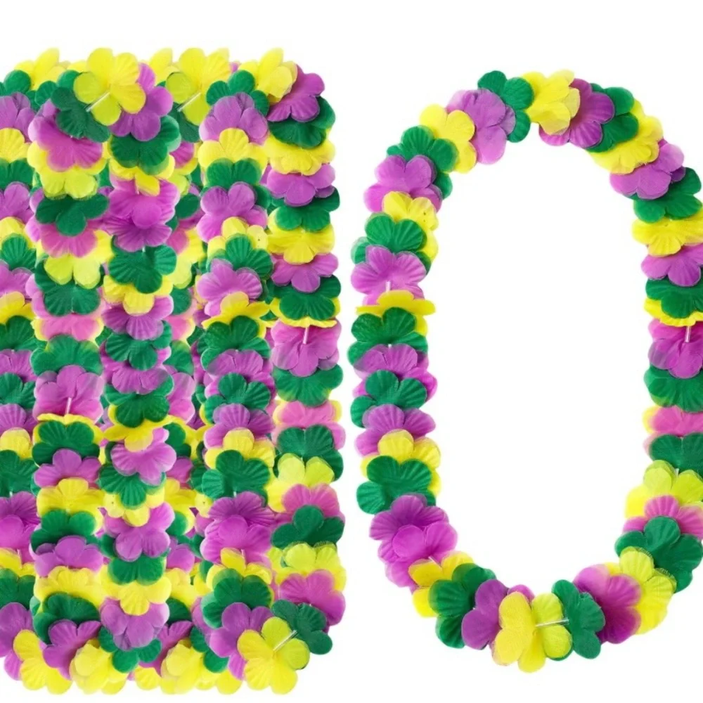 32 Pcs Mardi Gras Leis Flower Leis Hawaiian Luau Party Decorations Tropical